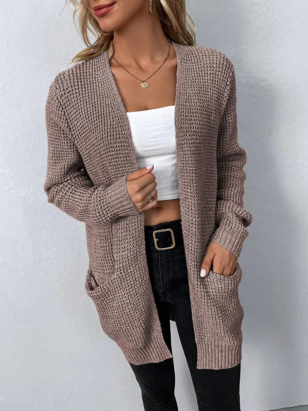 Grauer Strick-Cardigan - Mila