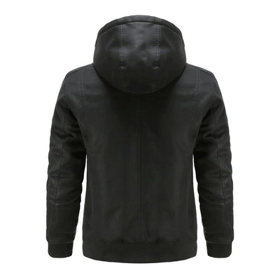 Herren Vegan Lederjacke mit Kapuze