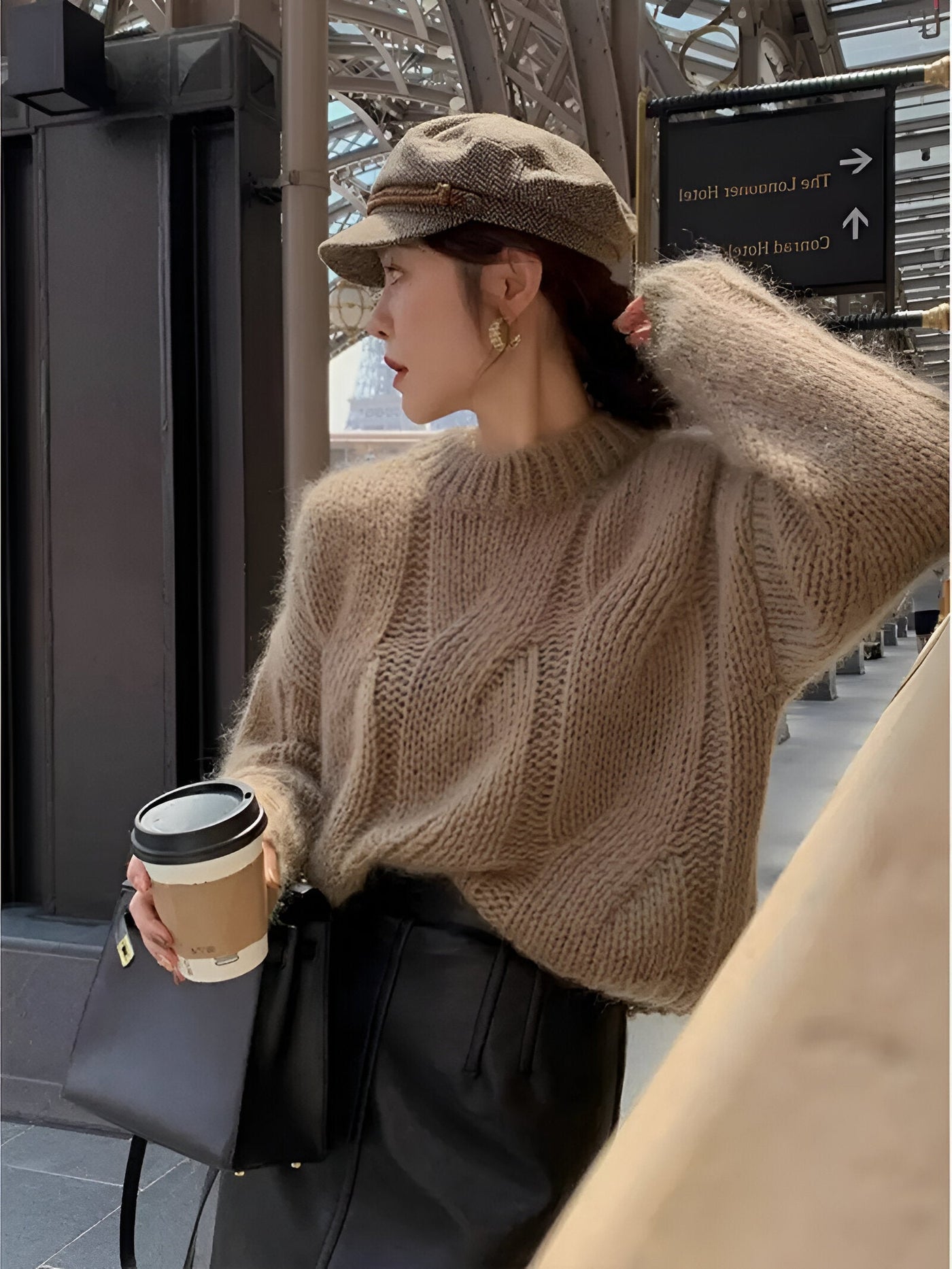 Miriam | Eleganter rosa Kabelstrickpullover