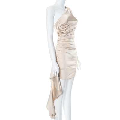 Hannah – Einseitiges ärmelloses Mini-Kleid mit sexy schlanker Rückansicht für Partys und Hochzeiten