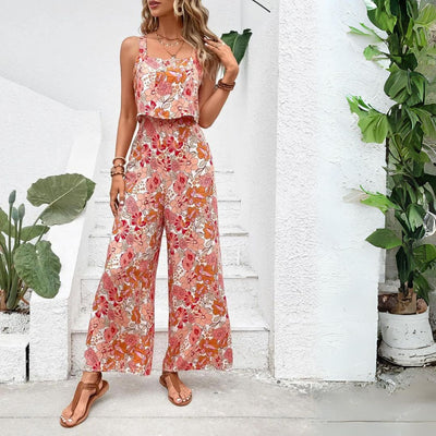 Keerstin - Ärmellos Mit Blumendruck & Weitem Bein  Damen Sommer Jumpsuit