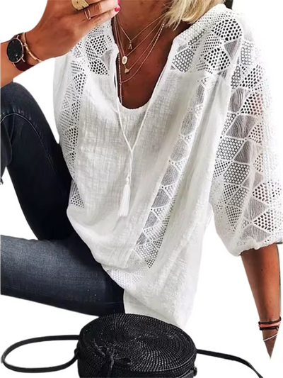 Valmira – das locker geschnittene oberteil mit 3/4-ärmeln für stilvollen komfort in großen größen