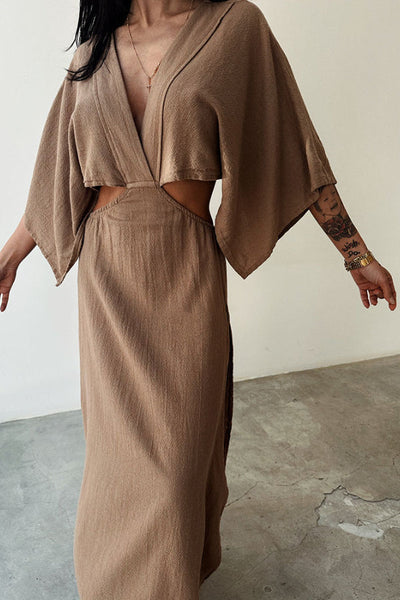 Elvira® | Schickes Kleid aus Baumwolle und Leinen mit freiliegender Taille