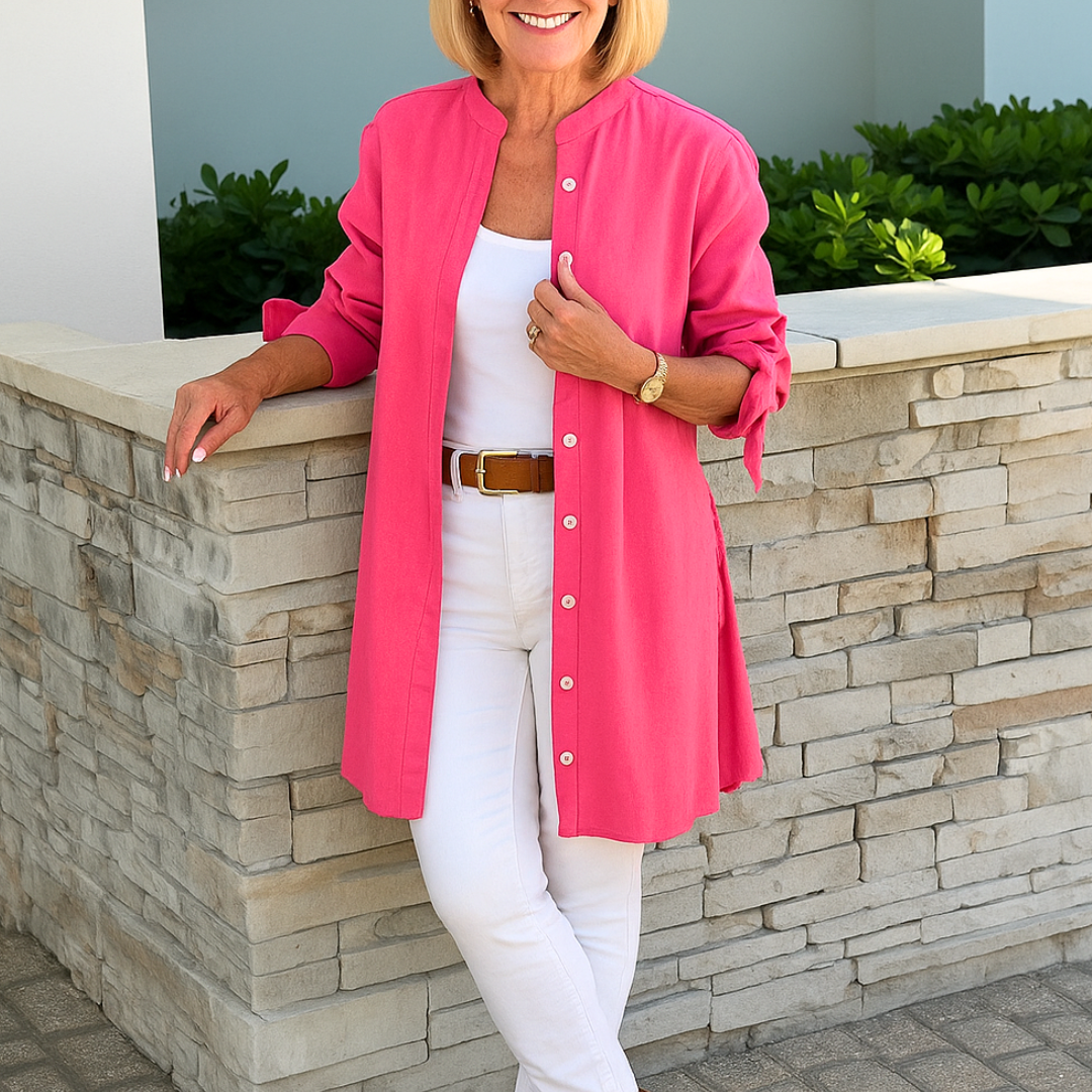 Louise™ | Schlichte Hemdbluse mit Schleifenärmeln