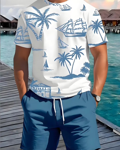 CALENO – Sommer-T-Shirt mit maritimem Print für Herren