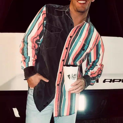 Damon – Lässiges Herrenhemd mit Retro-Print und langen Ärmeln