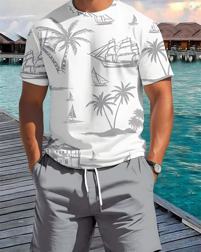 CALENO – Sommer-T-Shirt mit maritimem Print für Herren