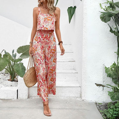 Keerstin - Ärmellos Mit Blumendruck & Weitem Bein  Damen Sommer Jumpsuit