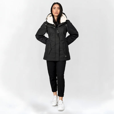 Langer wasserdichter Wintermantel Schwarz - Aurora