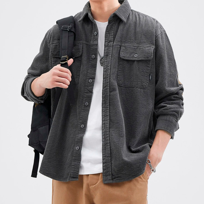 Augusto -  Herrenhemd Langarm aus Kordstoff – Bequeme Hemden für Herren, Ideal für Jede Gelegenheit