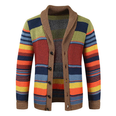 Herren Retro-Cardigan mit Farbblock und Knopfleiste