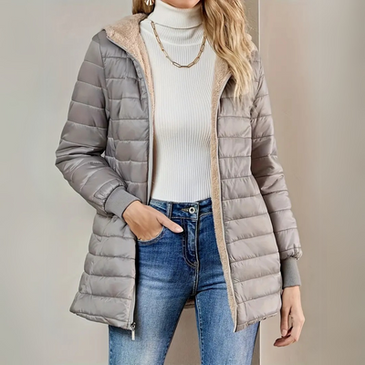 Ultra-gemütliche Kapuzen-Pufferjacke mit Fleece-Futter für Frauen