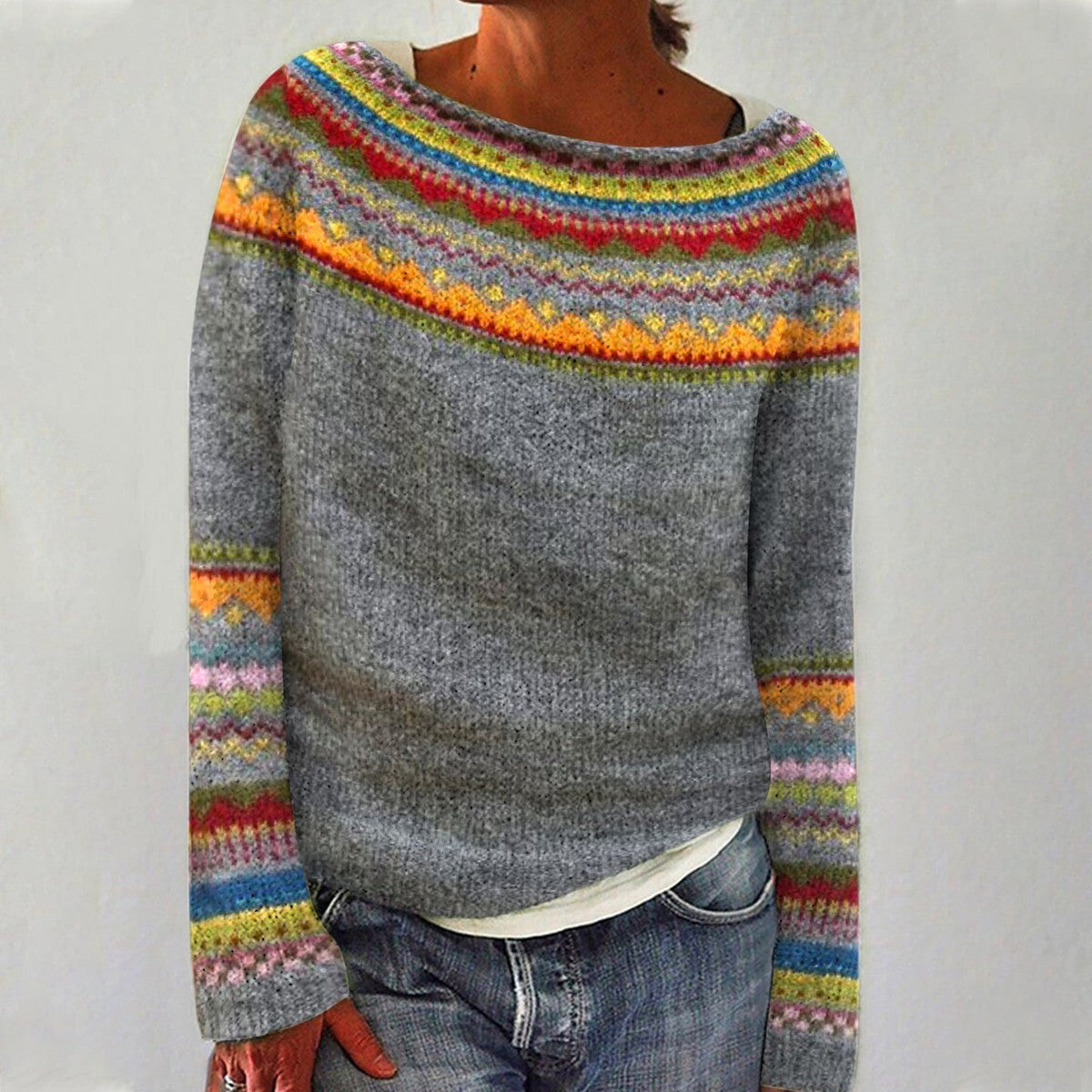 Bunter Strickpullover für Frauen