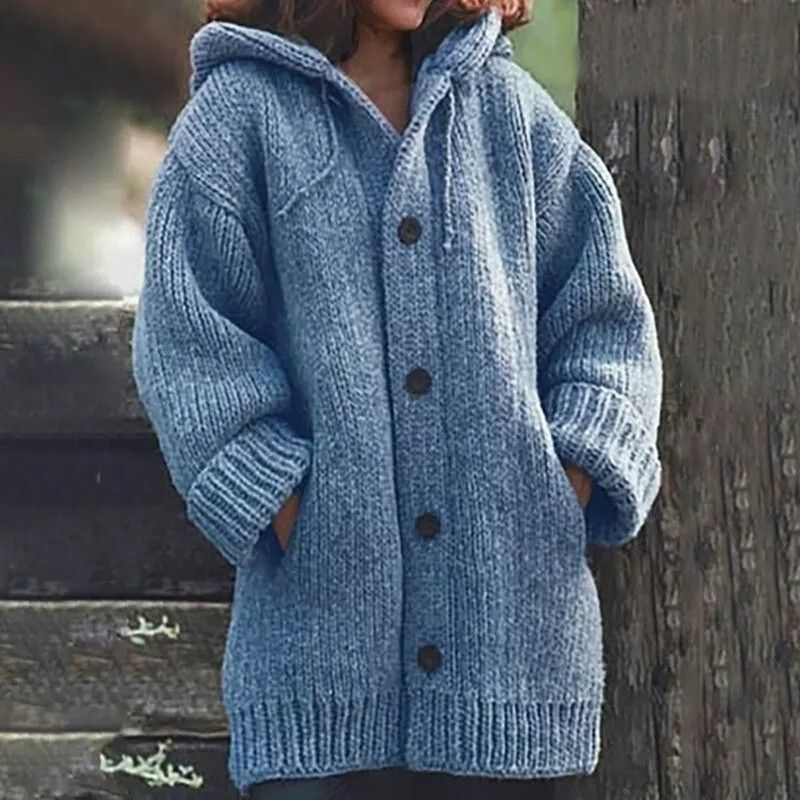 Gestrickter Knopf-Pullover für Frauen