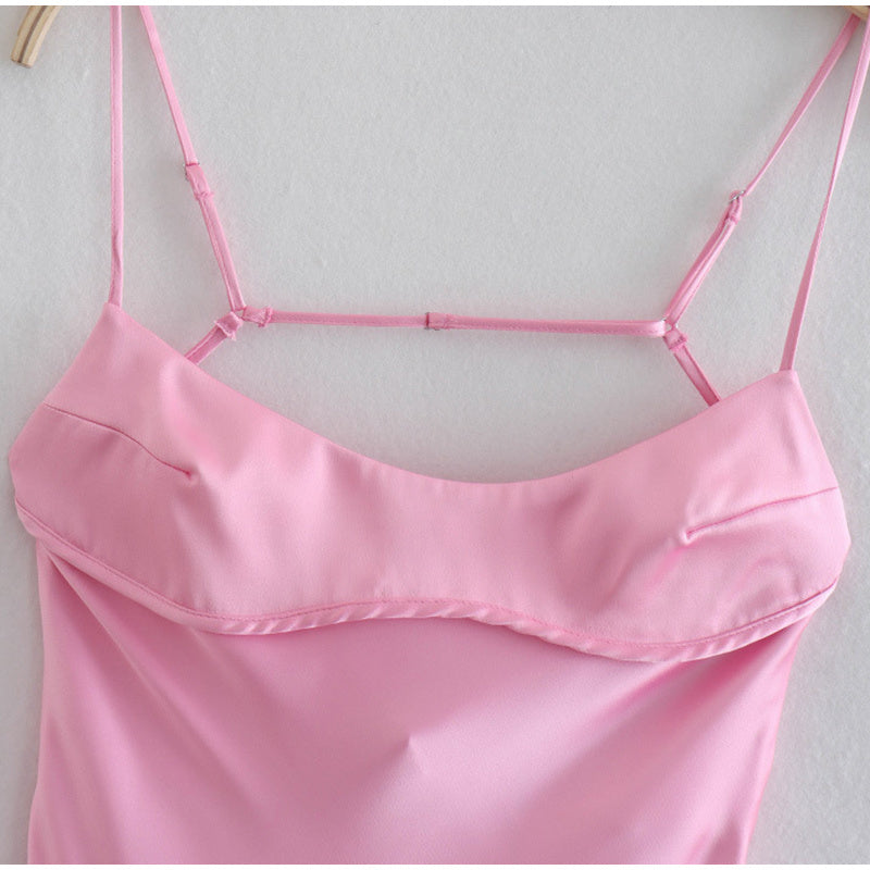 Sophie – Elegantes Satin-Maxikleid mit schmalen Trägern für Damen