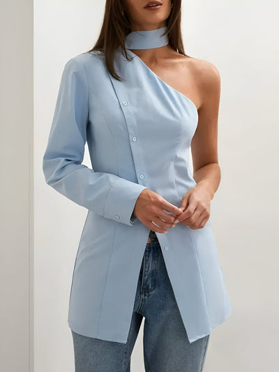 Mahenyld | Elegantes One-Shoulder Langarmshirt für Damen