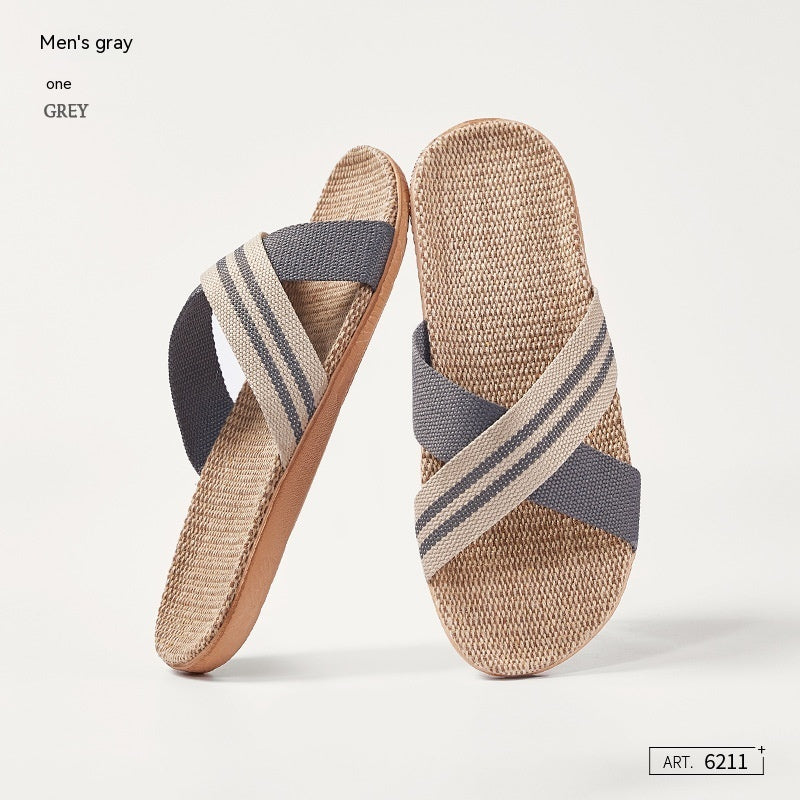 Rebecca – Kreuzförmige Leinen-Hausschuhe