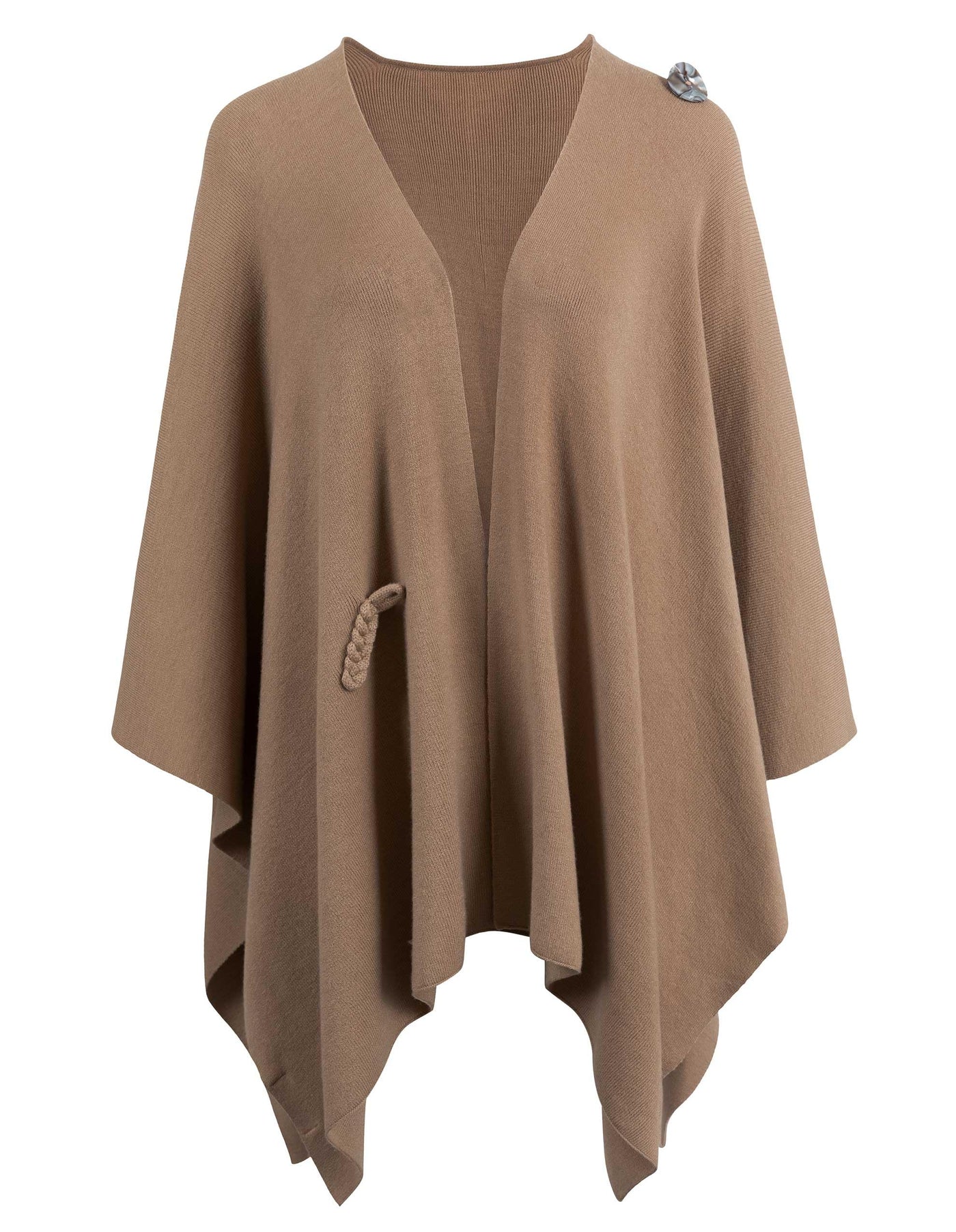 Schwarzer Poncho Pullover mit Überkreuz-Front - Eleganza