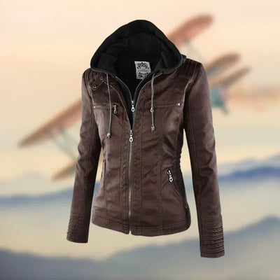 Elegante Zip-Up Jacke mit abnehmbarer Kapuze für Frauen