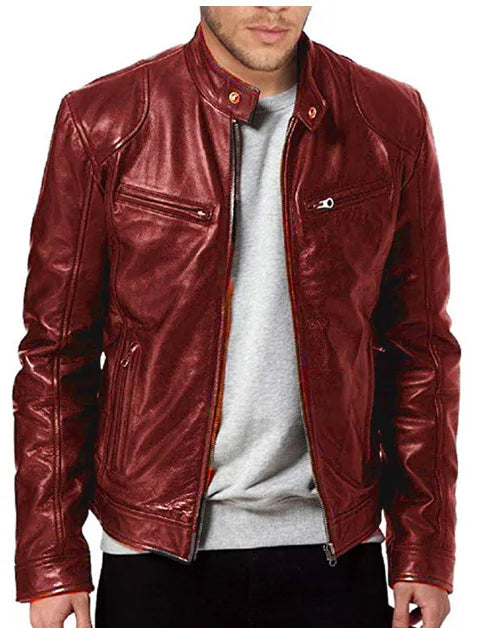 Stilvolle Biker Herren Lederjacke