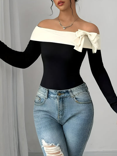Marina | Schickes Off-Shoulder Bodysuit mit Schleifen-Detail