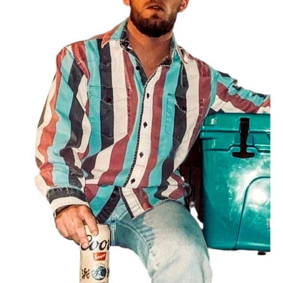 Damon – Lässiges Herrenhemd mit Retro-Print und langen Ärmeln