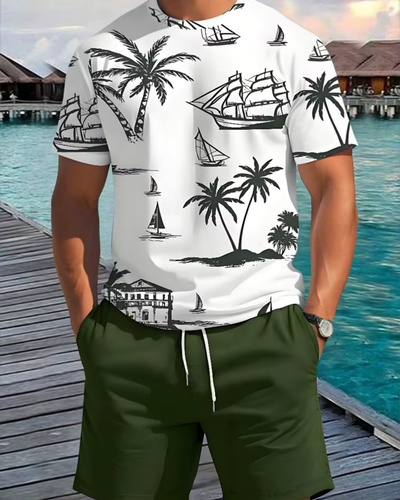 CALENO – Sommer-T-Shirt mit maritimem Print für Herren
