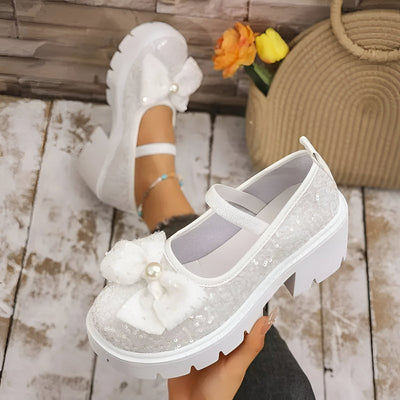 Lina | Schicke Damen Loafers mit Perle und Schleife