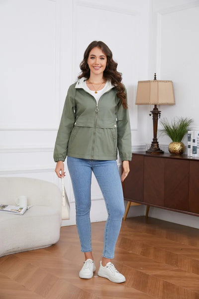 Trenchcoat mit Kapuze und Reißverschluss für Frauen