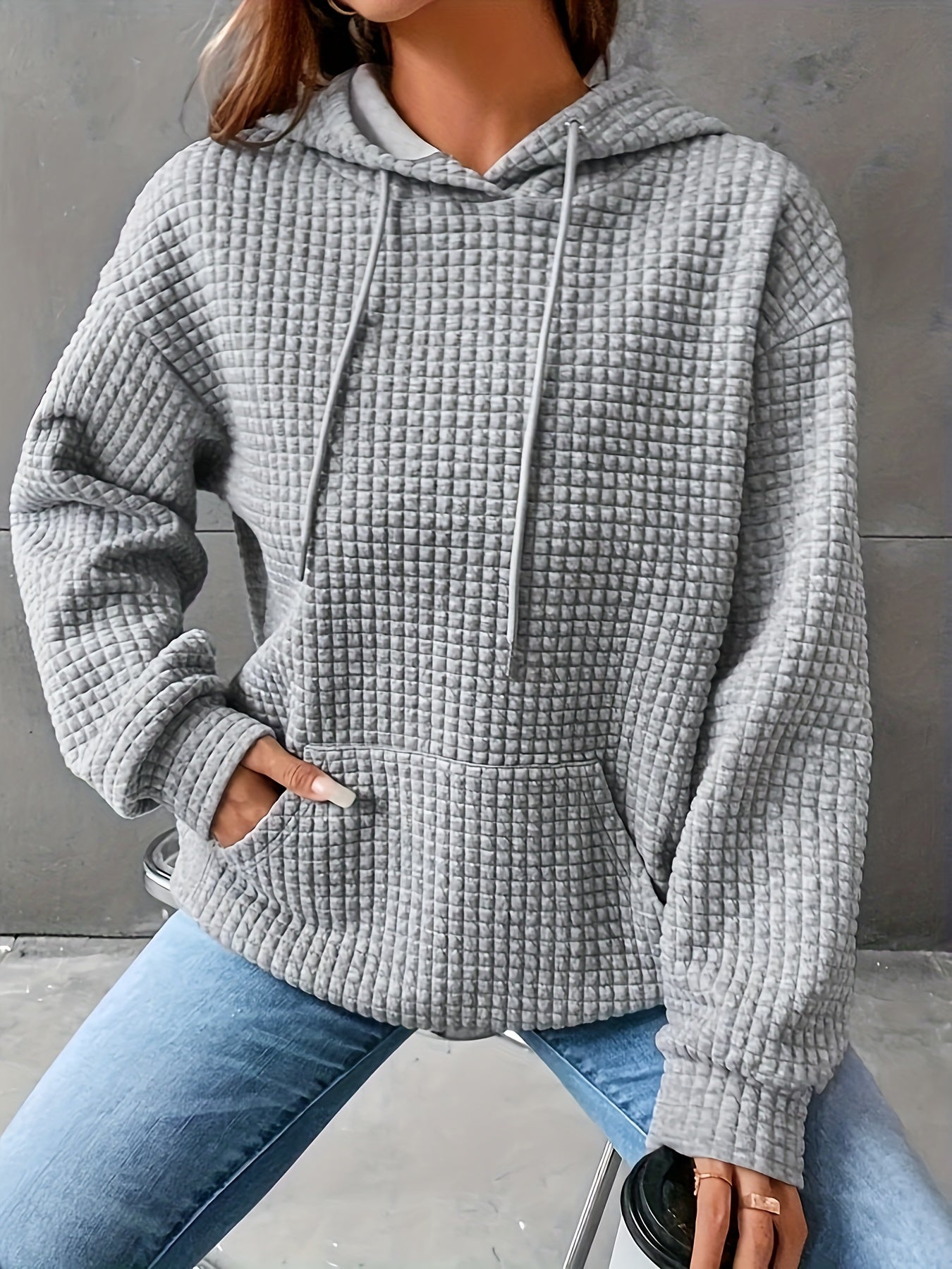 Léana™ | Texturiertes Kapuzen-Sweatshirt mit langen Ärmeln