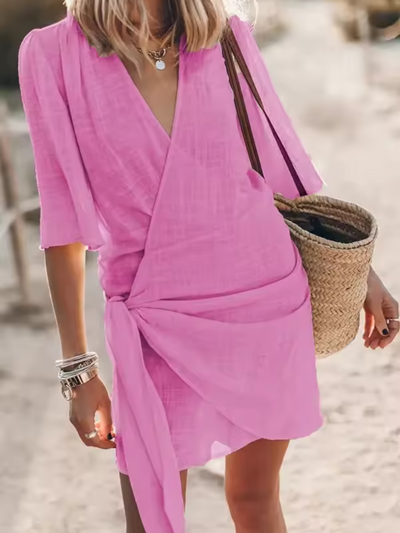 Valessia – Das frühlings-sommerkleid mit v-ausschnitt und wickeloptik