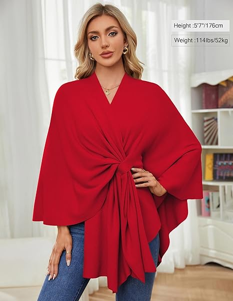 Eleganter Wickelponcho Ivory Weiß - Clara