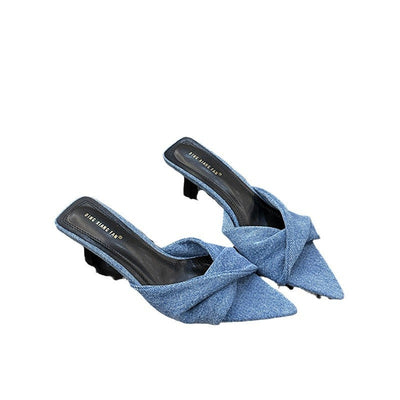 Caroline – Offene Denim-Sandalen mit hohen Absätzen