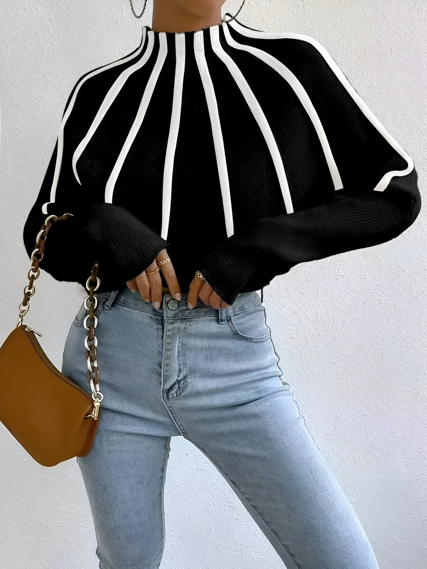 Idaia | Stylischer Gestreifter Rollkragenpullover