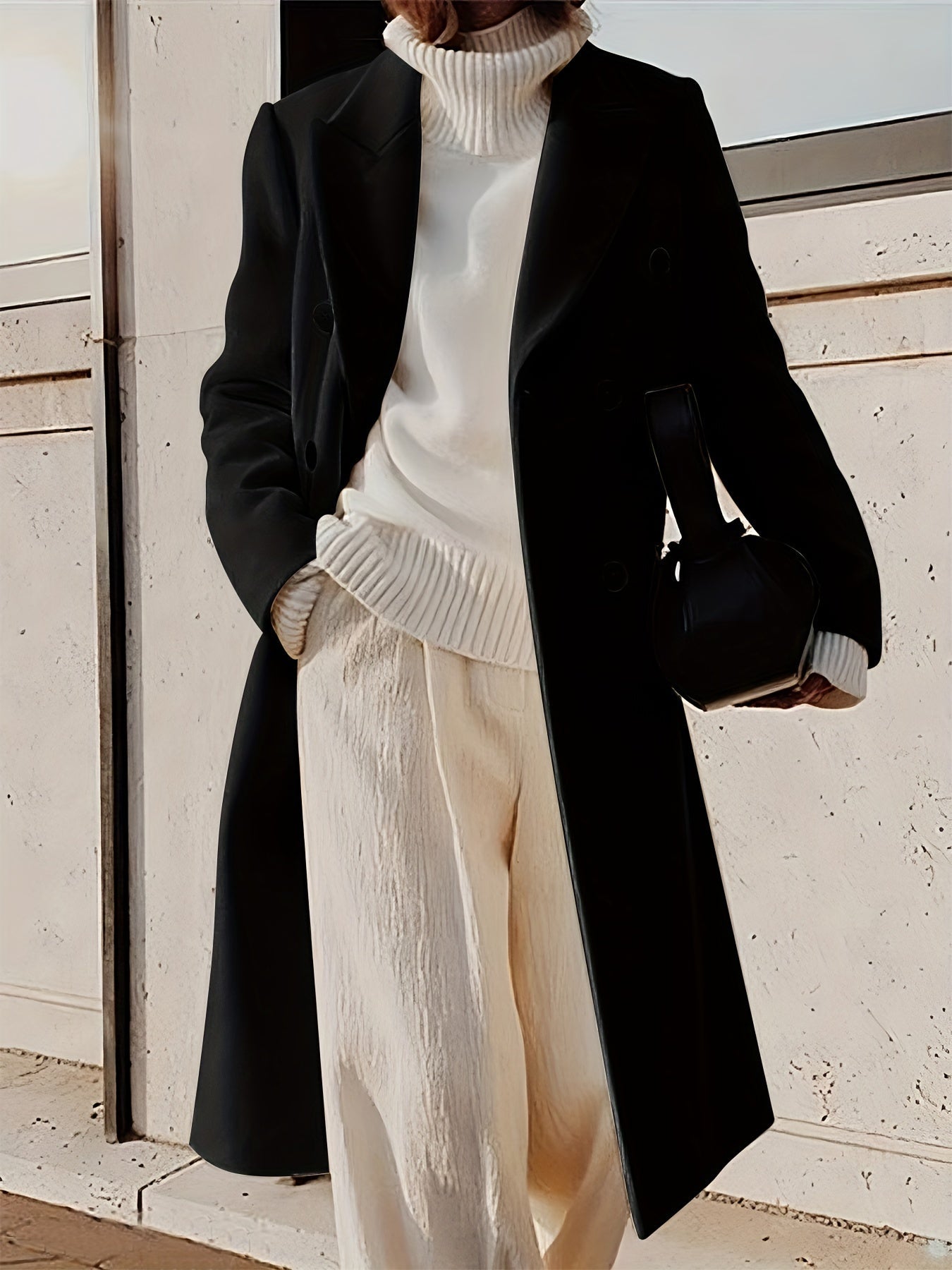 Eleganter Zweireihiger Mantel mit Reverskragen