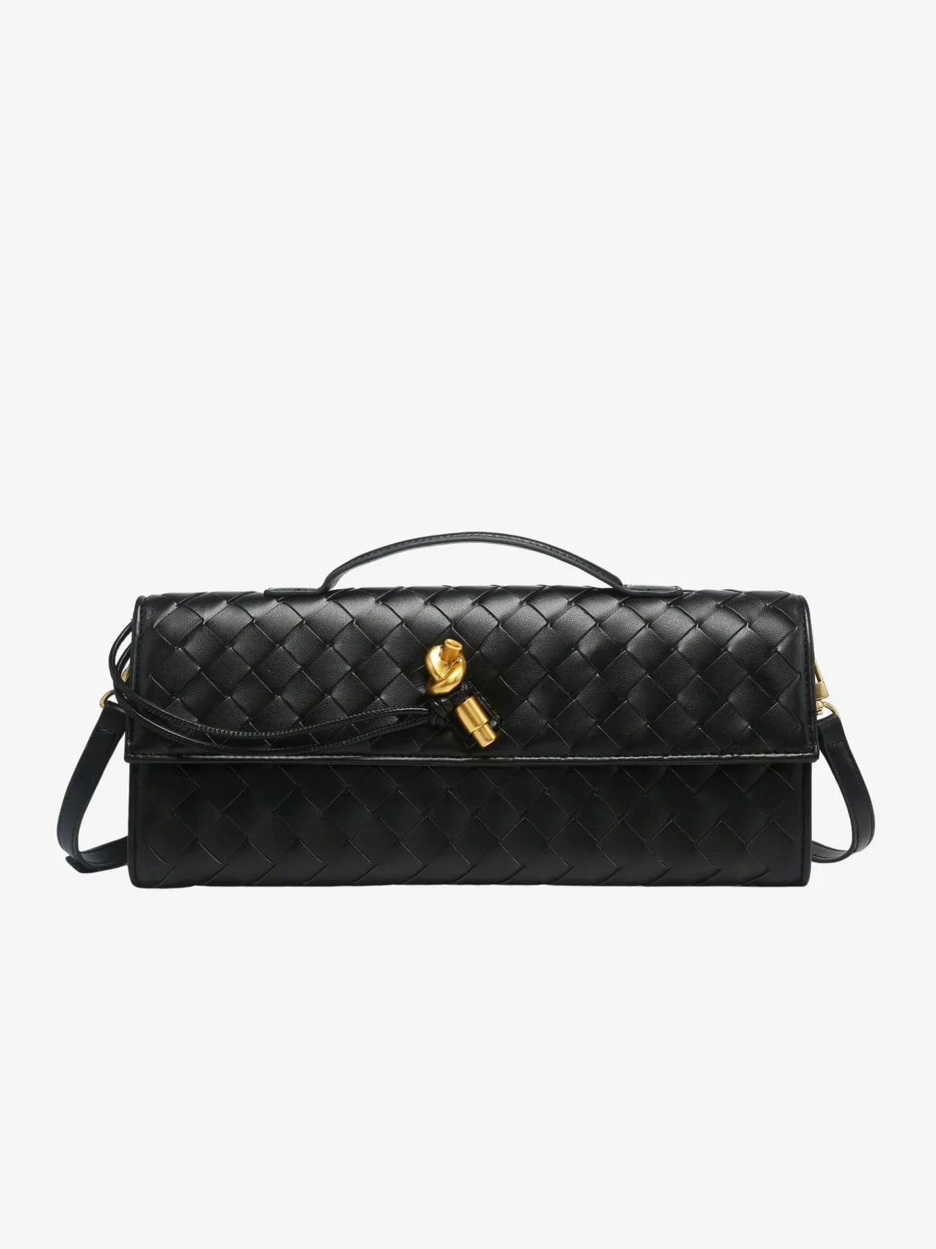 Schwarze Clutch mit Goldverschluss - Elina