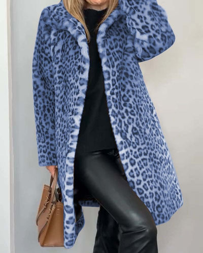 Talina | Lange Weiche Jacke mit Leopardenmuster