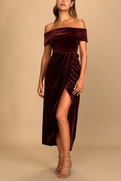 Lorelei® | Elegantes One-Shoulder-Schlitzkleid aus Samt