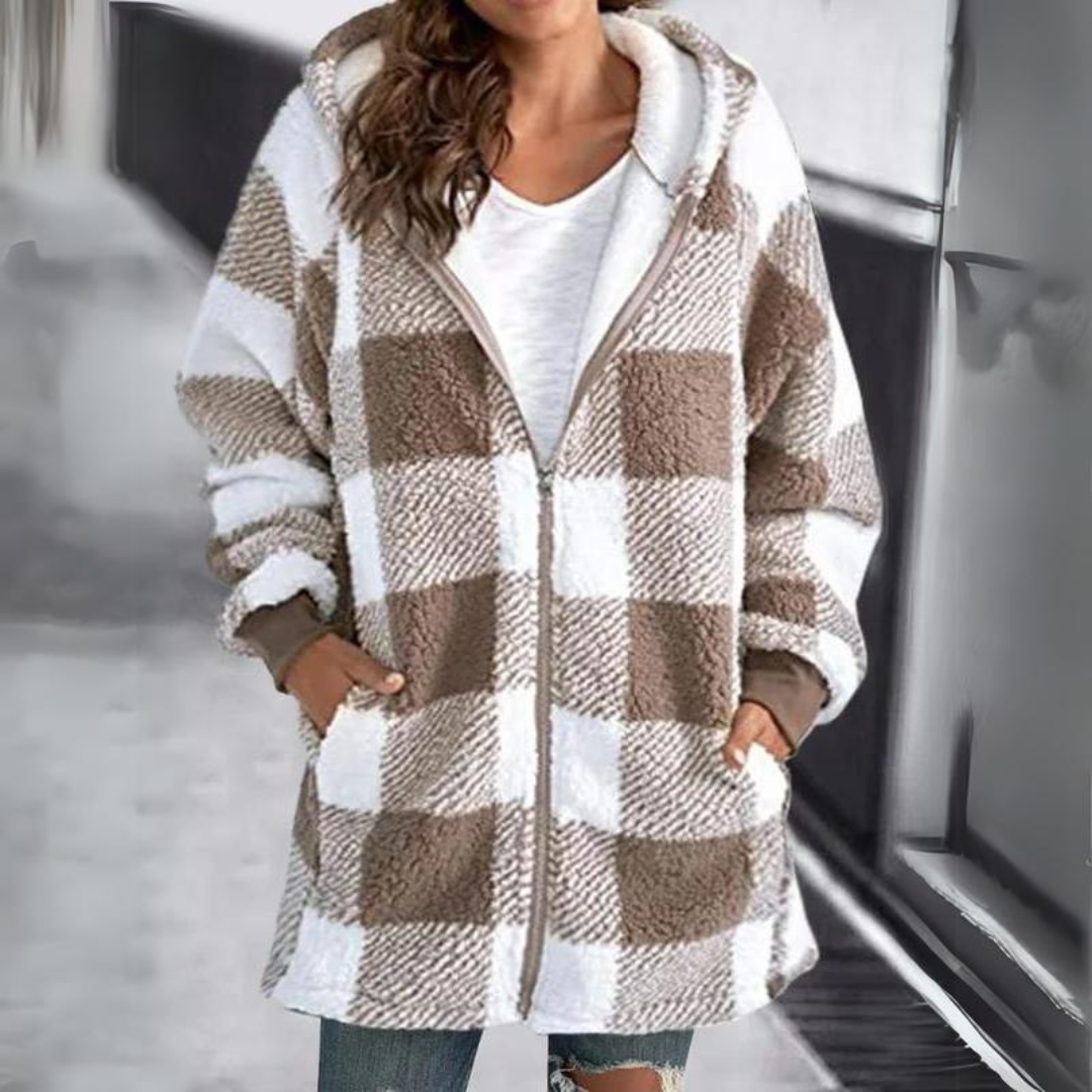 Übergroßer Kapuzenpulli mit Fellfutter für Frauen