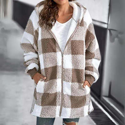 Übergroßer Kapuzenpulli mit Fellfutter für Frauen