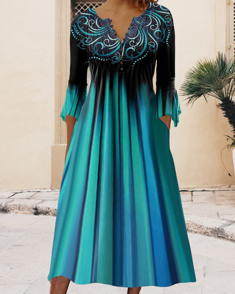 Emiliana - Damenkleid mit V-Ausschnitt und Farbverlauf