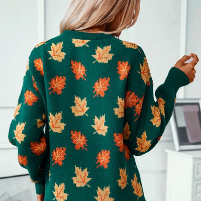 Gemütlicher Herbstblätter-Pullover für Damen