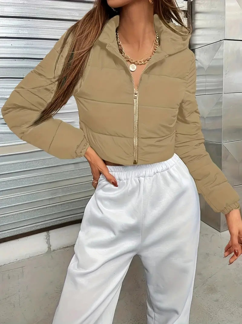 Crop Parka mit Kapuze für Frauen