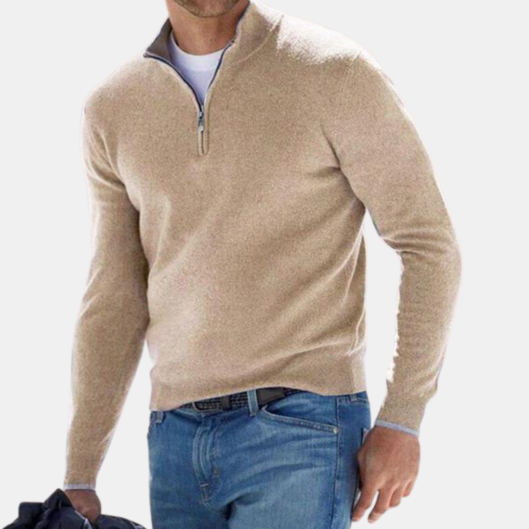 Klassischer Strickpullover mit Viertelreißverschluss für Herren