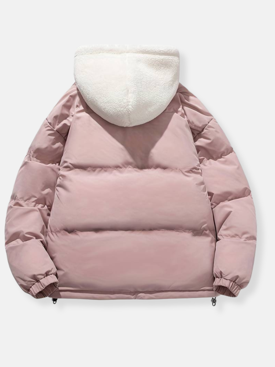 Warme Winterjacke mit Reißverschluss Rosa – Clara