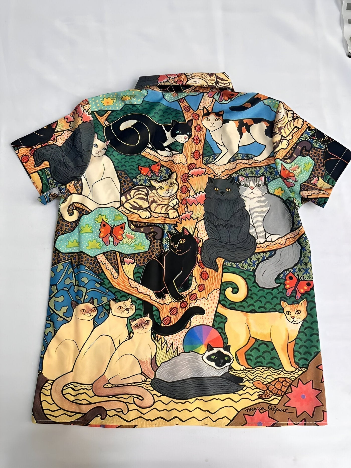 Noemia | verspieltes und buntes top mit katze und schmetterling