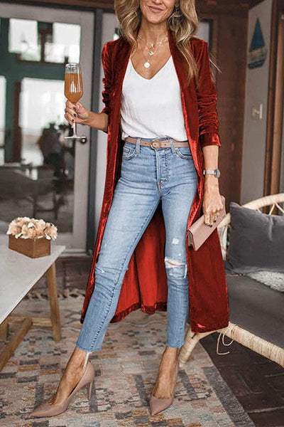 Lilly® | Samt-Cardigan ohne Knöpfe