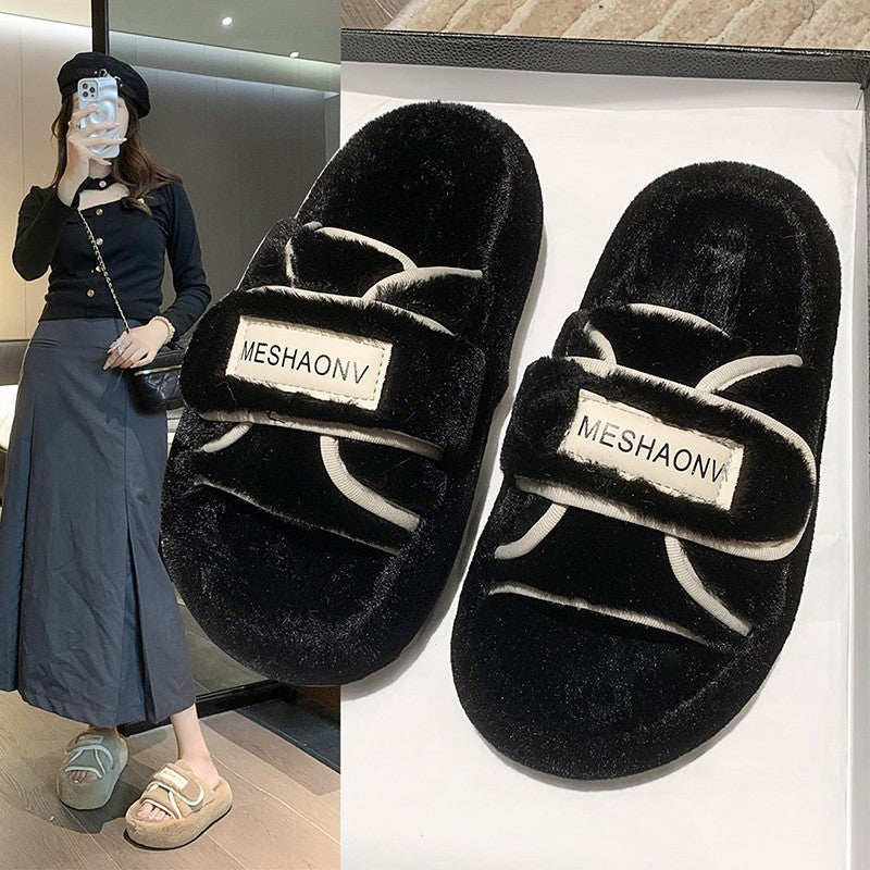 Marion – Modische Plattform-Slipper mit Klettverschluss