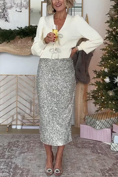 Ivy® | Süßer Pullover mit V-Ausschnitt und Schleife vorne