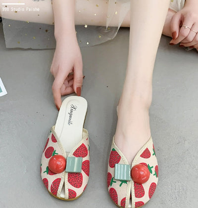 Joanne – Flache Damen-Strandslipper mit Kirschzehenkappe